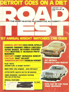 ROAD TEST MAGAZINE 1975 JAN - LOTUS ELITE, BMW 2002, JAG XJ6L